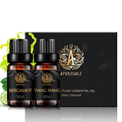 Afbeelding van Aromatherapie Ylang Essentiële Olie Set voor Diffuser, 100% Pure Bergamot Kit Luchtbevochtiger, 2x10ml Therapeutische Grade Begarmot Oliën &amp;