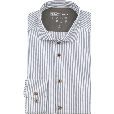 Afbeelding van Pure The Functional Shirt Super Stretch Streep Bruin maat 43 Heren Overhemden Casual met Slim fit Pasvorm Nylon