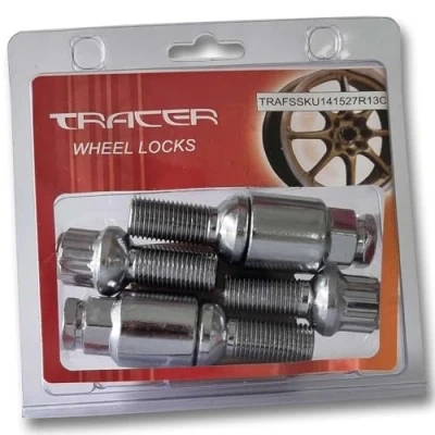 Afbeelding van TRACER Wielslot, wielbouten, set, velgslot, diefstalbeveiliging, M14 x 1,5, 27 mm, kogelkraag R13, met 2 sleutels, compatibel Audi, VW, Seat, Skoda