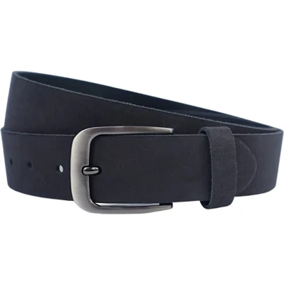 Afbeelding van Fana Belts Leren Riem Nubuck Zwart Taillemaat 85 cm Brede Dames / Heren Broekriem