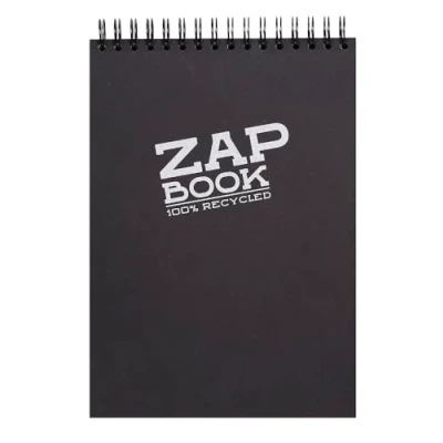 Afbeelding van Clairefontaine 8363C Schetsblok Zap Book (ideaal voor schetsen en tekeningen, geschikt droge technieken, met vaste dekens, 160 vellen, 80 g gerecycled papier, DIN A4, 21 x 29,7 cm) zwart