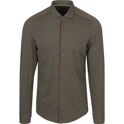 Afbeelding van Pure The Functional Shirt Super Stretch Bruin maat 38 Heren Overhemden Casual Effen met Slim fit Pasvorm Nylon
