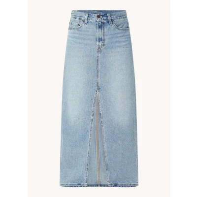 Afbeelding van Levi&#039;s dames Maxi spijkerrok met split in de kleur Indigo, maat: W25
