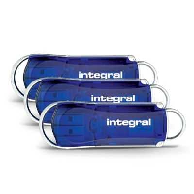 Afbeelding van Integral 32GB 3 pack USB 2.0 Flash Drive Courier Blauw