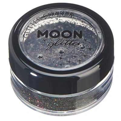Afbeelding van Holografische glitter in de strooipot van hn zwart cosmetische voor festivalmake up gezicht, lichaam, nagels, haar en lippen 5 g