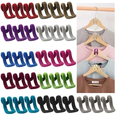Afbeelding van Kleerhangers, mini gevlokkingshaken, antislip, 33 stuks, bespaart ruimte in de kledingkast, gemakkelijk te organiseren, met een hele set kledinghaken