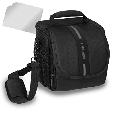 Afbeelding van PEDEA DSLR cameratas &quot;Essex&quot; met displaybeschermfolie voor Olympus E M5 Mark II Pen PL8 PL9 / Canon EOS M50 Nikon D5600 D7500 Panasonic G9 G70 G81 GX8 Fujifilm X T3 T100, M zwart/grijs