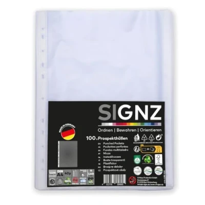 Afbeelding van SIGNZ Brochurehoezen (DIN A4, 40 my), 100 stuks, generfd, CO2 neutraal gemaakt, made in Germany