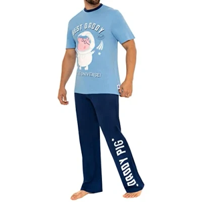 Afbeelding van Peppa Pig Pyjama Heren Papa Varken PJS Blauw Medium
