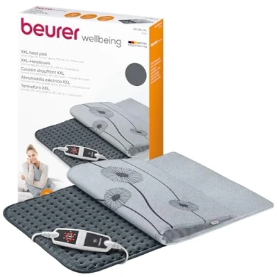 Afbeelding van Beurer HK 125 Elektrisch Warmtekussen XXL Heating pad 60 x 40 cm Getest &quot;Zeer Goed&quot; 6 Warmtestanden Max. 65C Snelle opwarming Automatische uitschakeling Fleece Hoes machinewasbaar 3 Jaar garantie Grijs