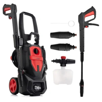 Afbeelding van LEHMANN Denver Hogedrukreiniger met Aluminium Pomp, 2200 W, max. 240 bar, 480 l/h Debiet, 10 m Hogedrukslang, Accessoires incl. Verstelbaar Mondstuk, Turbosproeier, Schuimlans