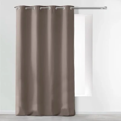 Afbeelding van douceur d&#039;intérieur, Gordijn met ogen (140 x 260 cm) Absolu Taupe, effen microvezel