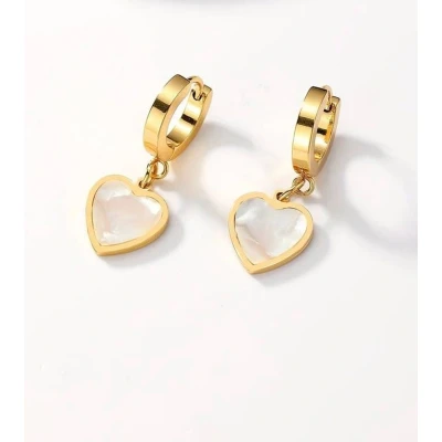 Afbeelding van Lucardi Dames Goldplated Oorbellen met maansteen Cadeau Staal Goudkleurig