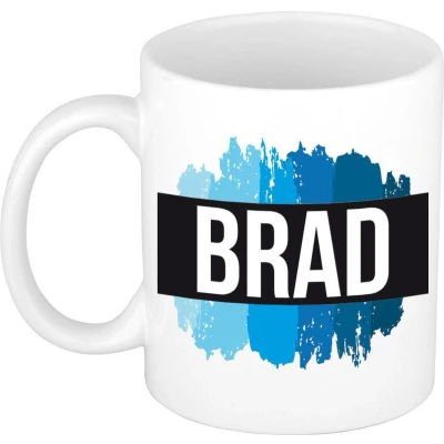 Afbeelding van Brad Naam / voornaam kado beker mok verfstrepen Gepersonaliseerde met mokken