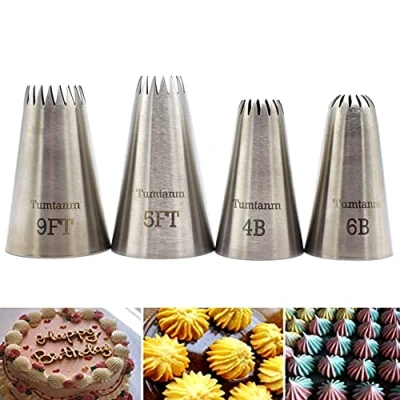 Afbeelding van Grote Cake Decorating Piping Tips, 4 Pack RVS Nozzle Gebak Tips Tool