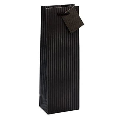 Afbeelding van TSI 86280 A cadeauzakjes met naaldstrepen, zwart, verpakking van 12 stuks, grootte: fles (12 x 8 36 cm)