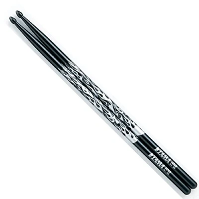 Afbeelding van Tama Rhythmic Fire Sticks O7A F BS, zwart met zilverenm Muster Drumsticks
