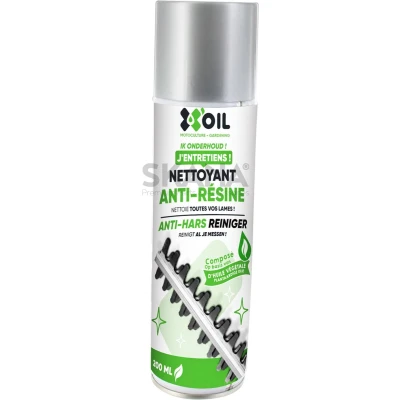 Afbeelding van X&#039;OIL antihars en reinigingsspray met formule op basis van plantaardige olie, voor heggenscharen, snoeischaren. Spuitbus 200 ml.
