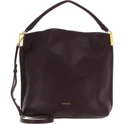 Afbeelding van COCCINELLE Leren Schoudertas Estelle Shoulder Bag Darkbrown Donkerbruin