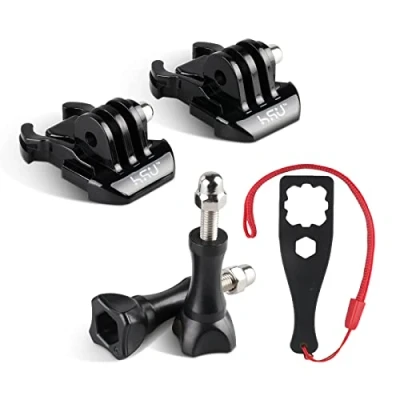 Afbeelding van Pak tas van Mounts voor GoPro, inclusief Quick Release Buckle Mount, J Hook Gesp 3 weg draagarmen, platte en gebogen lijm Mounts, Thumbscrews Rubber vergrendeling Plug met Tether door HSU, Clip Base Mounts+lange duim schroef