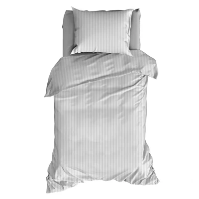 Afbeelding van Dekbedovertrek Satin D&#039;or Satijn Streep Silver 140 x 200 / 220 cm 1 Persoons