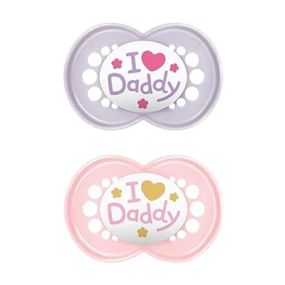 Afbeelding van MAM Originele fopspeen in set van 2, tandvriendelijke babyfopspeen duurzame en biologisch hernieuwbare materialen, speen SkinSoft siliconen, met fopspeenbox, 6 16 maanden, roze/paars