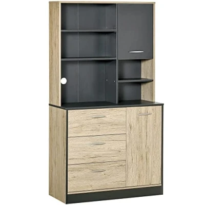 Afbeelding van HOMCOM Buffet met buffetkast E1 klasse spaanplaat 90x39x169cm Eiken, grijs