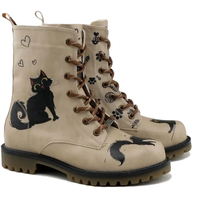 Afbeelding van GOBY Black Cat Enkellaarsjes Damesboots Laarzen Hoge kwaliteit Handmade Maat 42