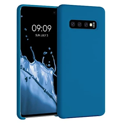 Afbeelding van kwmobile telefoonhoesje geschikt voor Samsung Galaxy S10 Plus / S10+ Hoesje met siliconen coating Smartphone case in Caribisch blauw