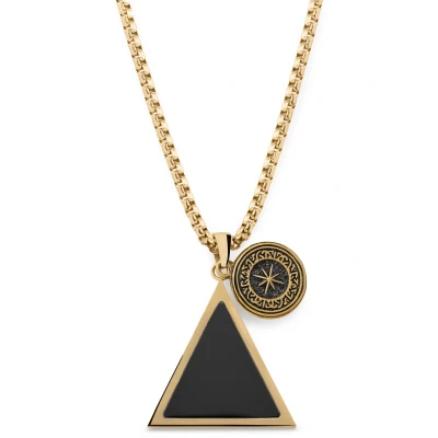 Afbeelding van Orisun Goudkleurige Ketting met Driehoekige Hanger van Zwarte Onyx