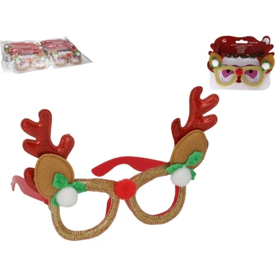 Afbeelding van Vrolijke Kerst Rendier bril met rode neus accessoires