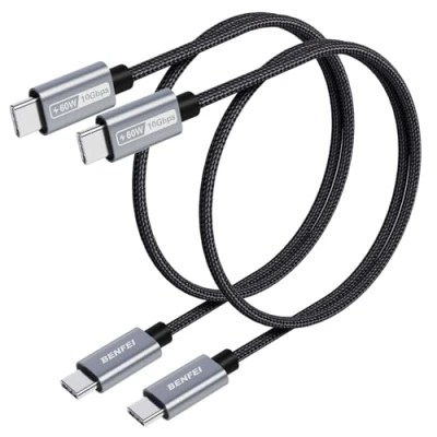 Afbeelding van BENFEI Nieuwe siliconen USB C oplaadkabel (30 cm, 2 stuks, 10 Gbps, 60 W), naar kabel, snel laadvermogen voor iPhone 15 Plus/15 Pro Max, MacBook Pro, iPad Air 4, Samsung Galaxy S23+,