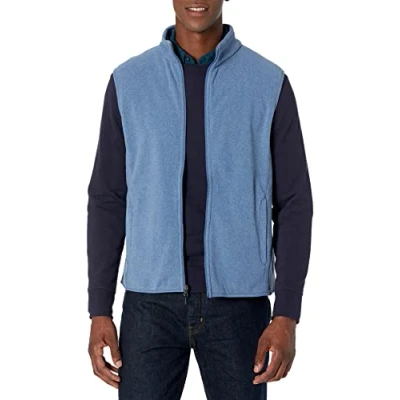 Afbeelding van Amazon Essentials Polar fleece vest met volledige rits voor heren (verkrijgbaar in groot en lang), blauw gemêleerd, XXL