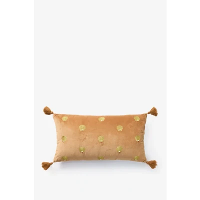 Afbeelding van Sissy Boy Lichtbruin kussen met gouden schelpen (Onesize, Katoen)