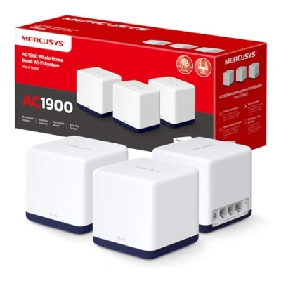 Afbeelding van TP Link Mercusys Halo H1900G router WiFi Mesh Dual Band AC1900Mbps, 3 stuks met afdekking tot 550 ㎡, Gigabit Ethernet poorten, en access point modus, kinderbeveiliging