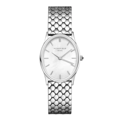 Afbeelding van Rosefield OWGSS OV03 The Oval White horloge dameshorloge Zilverkleur