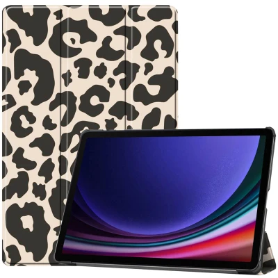 Afbeelding van Samsung Galaxy Tab S9 Plus Hoes: iMoshion Design Trifold Bookcase Leopard Kunstleder Tablet Hoezen