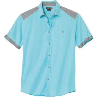 Afbeelding van ATLAS FOR MEN Overhemd van gevlamd popeline Caraïben Heren Verkrijgbaar in grote maten 5XL