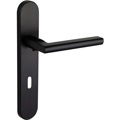 Afbeelding van Lavuzo deurkruk Teramo Zwart met afgerond schild SL72 Per set