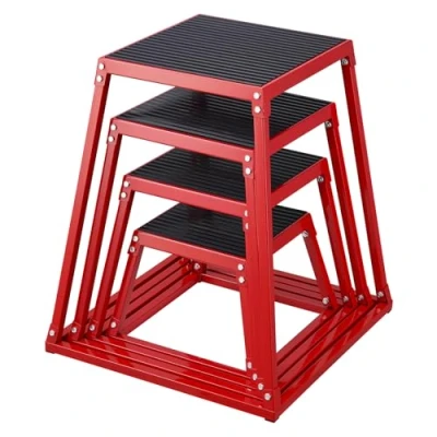 Afbeelding van VEVOR 4 delige plyometrische springboxen, 305/458/609/762 mm box rood, antislip fitnessoefening step up boxset voor thuisfitnesstraining, conditionerende krachttraining, springtraining draagbaar