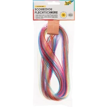 Afbeelding van Folia Scoubidou Draad Met Glitter, Pak 50 Draden Knutseldraad