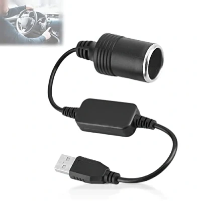 Afbeelding van Usb A Mannelijke naar 12 V Auto Sigarettenaansteker Socket Vrouwelijke Converter, poort Power Converter voor GPS Dashcam