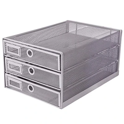Afbeelding van Exerz Papiersorteerder 3 lade Gaas A4 / bureau Multifunctionele organizer/meerlagige brievenbak voor documenten, tijdschriften, schriften en brief (Zilver)