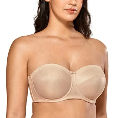 Afbeelding van DELIMIRA Strapless bh Voor Dames Grote Maat Converteerbaar Met Beugel Niet Gewatteerd Beige 95G
