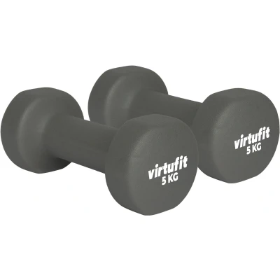 Afbeelding van VirtuFit Vinyl Dumbbell Pro Gewichten Fitness 5 kg Zwart Halter 1 stuk