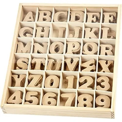 Afbeelding van Letters en cijfers Creotime 4cm 288 stuks MDF
