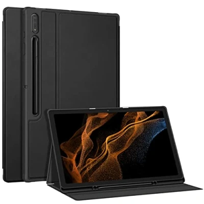 Afbeelding van Fintie Hoes voor Samsung Galaxy Tab S8 Ultra 14,6 inch 2022 SM X900/X906, Soft TPU achterkant behuizing folio beschermhoes met S Pen houder en auto slaap/waak, zwart