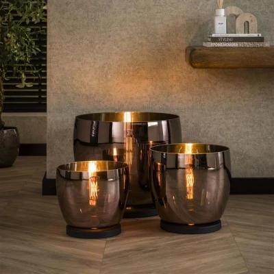 Afbeelding van Hoyz Collection Vloerlamp UP XL Koperkleurig Glas Ø33