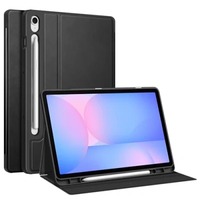 Afbeelding van Fintie Hoesje voor Samsung Galaxy Tab S9 FE 10.9 Inch/Galaxy 11 Inch 2023 met S Pen Houder, Multi Hoek Bekijken Robuuste Zachte TPU Achterkant Auto Sleep/Wake, Zwart