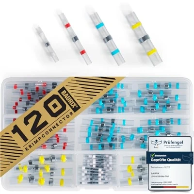 Afbeelding van BAURIX® Soldeerstekkerset [120 stuks] Krimpconnector IP67 voor waterdichte kabelverbindingen elektrische Soldeerverbindingen Soldeerkrimpverbindingen Kabelstekkerset